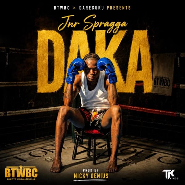 DAKA cover: Jnr Spragga in boxing gloves on a stool in the ring, under the word DAKA in gold